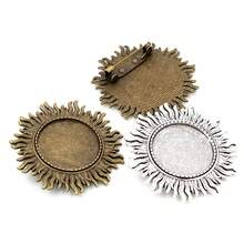 2pcs 25mm Inner Size Sun Style Brooch Cabochons Blank Base Setting Bezel Tray Alloy Metal DIY Jewelry Making Accessories Findings - Brooch Pin - View 1
