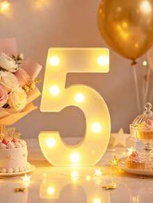 21cm 1st 16th 18th 30th 生日派對裝飾 LED 跑馬燈數字燈，週年紀念求婚裝飾發光數字燈，居家裝飾數字燈 - 21cm白色數字 - 查看 22