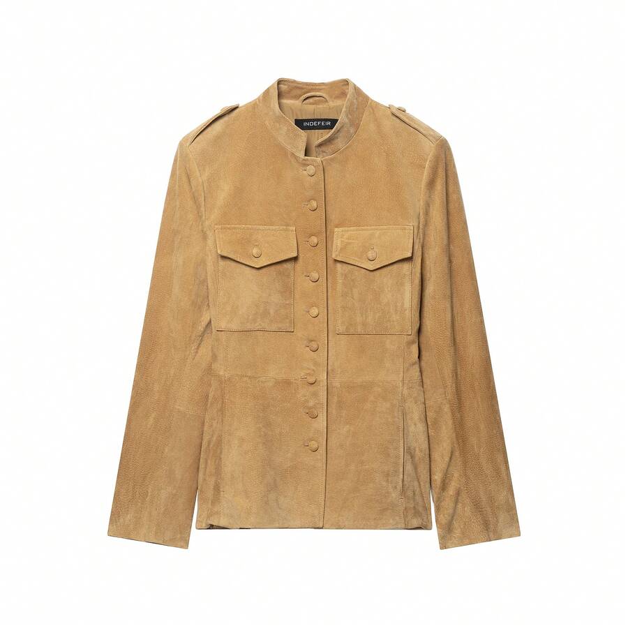 DEEKA Autumn/Winter New Women's European And American Style Fashion Minimalist Versatile Long Sleeve Stand Collar Jacket - Khaki - View 1