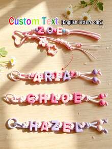 1pc Customized Personalized Letter Bag Charm, Colorful Beaded Keychain, Heart Beaded Pendant, Letter Keychain, Christmas Gift, Mother's Day Gift - Multicolor - View 1
