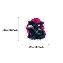 50pcs Neon Cool Hat-Wearing Wild Animal Stickers, Waterproof PVC DIY Art Stickers, Suitable For Street Style Handmade Decoration - Irregular Shape - View 3