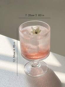 1pc Vertical Striped Tall Glass Cup, Suitable For Juice, Ice Cream, Yogurt, Dessert And Beverage - Clear - View 2