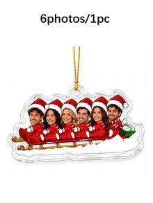 Custom 1-6 Photos Christmas Sled Ornament, Personalized Christmas Tree Decor, Festive Holiday Bag Charm, Customized Snow Sled Pendant, Customizable Picture Xmas Party Decor, 2026 Keepsake Gift, Christmas Gift 2026, Gift For Family And Friends - Style B - View 10