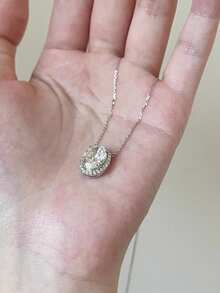 Pigeon Egg Pendant Necklace For Women, Ice Flower Cut Full Rhinestone, High Carbon Diamond, Niche Design, Light Luxury Clavicle Chain - Pigeon Egg Necklace - View 2