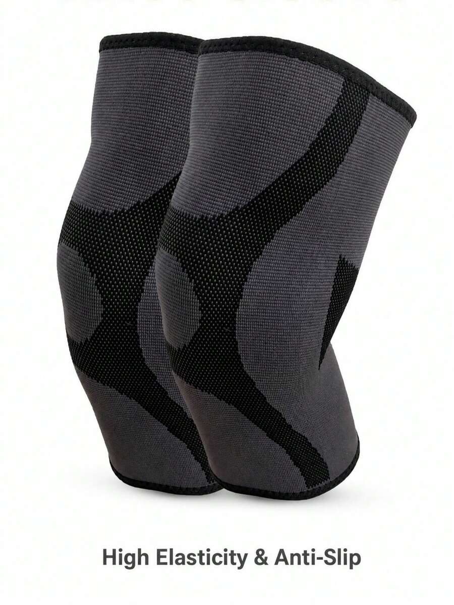 1pc/2pcs Knitted Knee Sleeve, Knitted Fabric Sports Support Guard, Silicone-Free Non-Slip Knee Pad, Suitable For Running, Basketball, Cycling, Outdoor Sports Joint Protection, Comfortable Wear