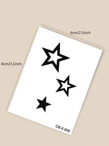 Herbal Juice Semi-Permanent Tattoo Sticker, Minimalist Star Pattern, 14 Days No Fading, Music Festival Party Gift, Temporary Tattoo Sticker For Arm, Shoulder, Neck, Collarbone, Waist, Abdomen, Body, 1pc/Pack - Blue - View 8