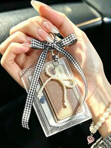 Glittery Transparent Card Holder, Car Key Organizer - Transparent PVC Coin Purse, Card Organizer, Bus Card Holder, Earphone Holder, Key Hanging Bag, Exquisite Girlish Accessory, Sparkling Transparent Card Holder, Work ID Protector; No Sensor Function, With Detachable Key Ring And Detachable Lanyard/Pendant. Suitable For ID Cards, Student IDs, Meal Cards, Work Passes, And Subway Access Cards. Back-To-School Essential, Ideal Gift For Girls, Christmas Gift, Fan Gift, Valentine's Day Gift. - One Size - View 3