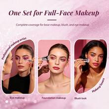 BS-MALL 8PCS Face Makeup Brushes Soft Synthetic Professional Foundation Eyeshadow Cosmetic Tools Brushes Set - Pink - View 7