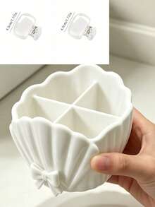 Bow Lace Shell Shaped Four Grid Toothbrush Holder, Bathroom Sink Toothpaste And Makeup Pen Compartment Storage Box, Multifunctional Desktop Small Item Classification Storage Basket, Suitable For Household Use - Multicolor - View 12