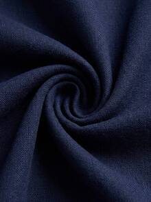 glestore Men's Retro "Old Money" Style Solid-Color Short-Sleeve Summer Shirt For Everyday Commuting And Casual Wear - Navy Blue - View 7