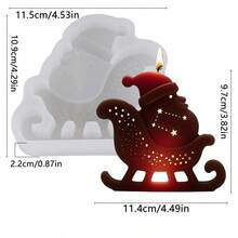 1PC Santa Claus Sleigh Aromatherapy Candle Silicone Mold, Christmas Santa On Sleigh Shape DIY Handmade Candle Plaster Ornament Mold, Holiday Craft Easy Release Silicone Mold - Santa Claus - View 2