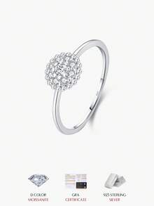 MODIAN D Color Moissanite Cluster Ring 925 Sterling Silver Frame Thin Floral Stackable Promise Engagement Fine Jewelry For Women - Silver - View 1