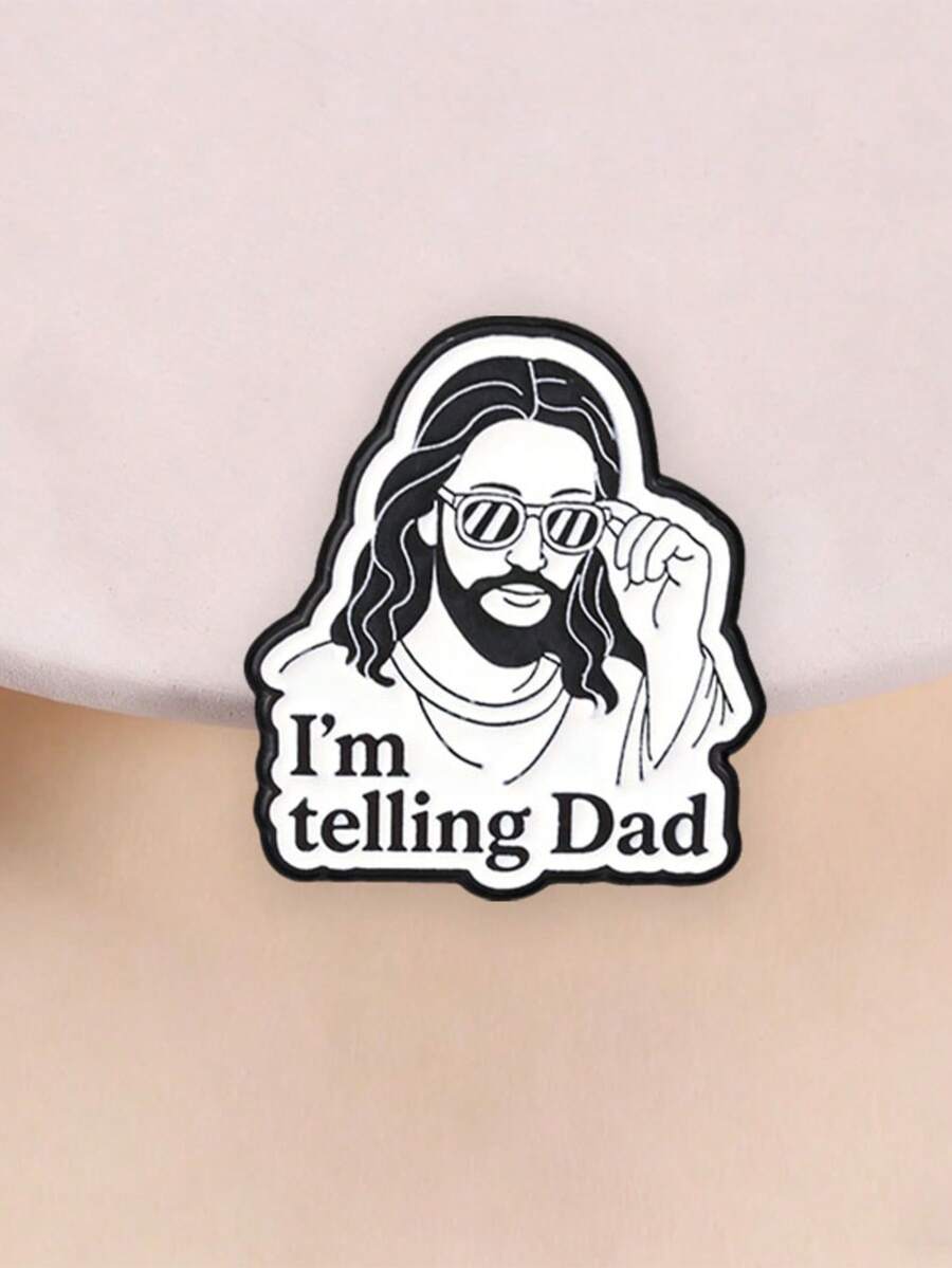 1 buah Pin Enamel Yesus Lucu dengan Kacamata Modis, Lencana Kutipan Humor "Aku Akan Memberitahu Ayah", Aksesori Fashion untuk Pakaian dan Ransel, Hadiah untuk Pecinta Iman
