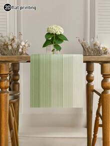 1pc Minimalist Striped Gradient Style Table Runner, Modern Living Room Dining Mat Tablecloth, Dry Cleanable, Machine Washable, Suitable For Kitchen Dining Table Party Wedding Decoration Vintage Style, Suitable For Entryway, Family Gathering, Coffee Table, Living Room, Microwave Dust Cover - Light Green - View 2