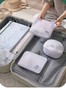 Cute Embroidered Square Bra Wash Bag, Washing Machine Laundry Net Bag For Underwear Protection, Anti-Tangle Anti-Deformation Mesh Bag With Hanging Strap - View 3