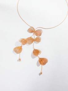 imoli 1pc/Fashion Old Money Exaggerated Style Metal Large Copper Computer Chip Butterfly Shape Tassel Long Necklace Suitable For Women's Daily, Workplace, Commute Outfit Jewelry Gift - 28296-g - View 7