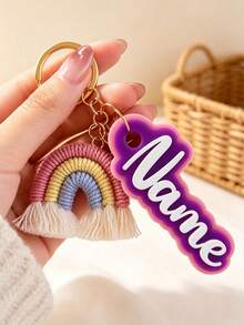 Personalized Name Keychain Bag Charm, Custom Name Tassel Charm, Cute Purse Zipper Pull, Backpack Charm, Gift For Her - Multicolor - View 5