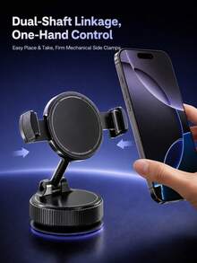 Vacuum Suction Cup Car Phone Holder, 360° Rotating 3-Axis Folding Mechanical Clamp, One-Hand Operation No-Residue Suction Cup Base, Suitable For Car Dashboard, Windshield, Universal Smartphone Holder, Applicable For Car, Gym, Bathroom, Live Streaming - A - View 4