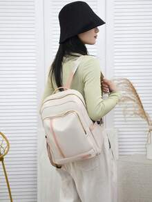 1PC Large Capacity Women's Waterproof Backpack, New Large Capacity Casual Versatile College Style Backpack, Korean Version Multi-Pocket Casual Daily Backpack, Lightweight Scratch-Resistant Nylon University School Bag, Multi-Function Office Work And Weekend Travel Mom Backpack, Essential For Travel, Business Trip And Outdoor - Multicolor - View 6