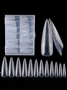 120pcs Flat Gel Nail Art Molds, Almond & Straight Shape, Built-In Pointed Tip, Double-Ended Design, Reusable, Pre-Set French Line, Suitable For Nail Salon & Home DIY Nail Art - Multicolor - View 6