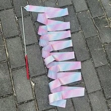 1 cái/2 cái/5 cái ruy băng thể dục nhịp điệu, dải lụa múa 2/4/6m, ruy băng lụa biểu diễn múa, ruy băng múa lấp lánh kèm gậy xoay - Nhiều màu - Xem 8