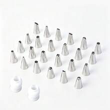 24/48pcs Piping Tips Bag + 2pcs White Coupler Stainless Steel Piping Tips Set Baking Cake Cookie Puff Pastry Piping Tools Multi-Pattern Cream Squeeze Tips Converter Combination DIY Cake Decoration Tools Multi-Pattern Piping Tips Accessories Kitchen Dessert Making Tools - View 14