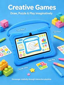 Qetupa Kids Tablet 7 Inch Android 13, 2GB RAM 32GB ROM, With Parental Control, WiFi, Bluetooth, Dual Camera With Silicone Case - Pink - View 2