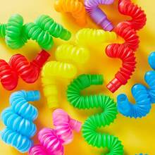 8pcs Pop Tubes, Fidget And Fine Motor Skills Learning Toy, Car Travel Gift, Best Stress Relief Toy For 2023, School Supplies - Multicolor - View 2