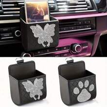 1pc Glitter Car Air Vent Storage Bag - Multi-Functional Phone, Card Storage Bag, Portable Design, Suitable For Various Vehicles, Portable Storage - A - View 1