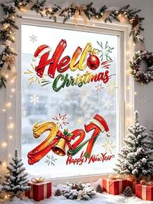 2027 Christmas Window Decals Stickers, Party Holiday Store Home Glass Display Decoration, Holiday Decor - B - View 2