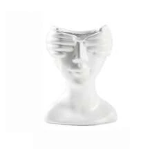 1pc Abstract Portrait Resin Vase, Black And White Blindfolded Sculpture Vase - Face Vase - View 3