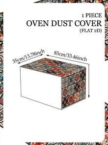 1pc Boho Microwave Dust Cover With Retro Geometric Pattern,Bohemia Polyester Microwave/Oven/Stovetop Cover,85*35cm Microwave Appliance Cover,Kitchen Dust-Proof Protector,Bohemian Table Decor,Holiday Party Decoration,Kitchen Dining Home Decor - Multicolor - View 12