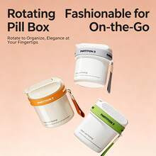 Portable Weekly Pill Organizer, Rotating Pill Box, Light-Proof & Moisture-Proof Large Capacity Vitamin Storage Box, Portable Travel Supplement Container With Lanyard, 4-Compartment Rotating Pill, Fish Oil, Capsule Medication Storage Box - one-size - View 9