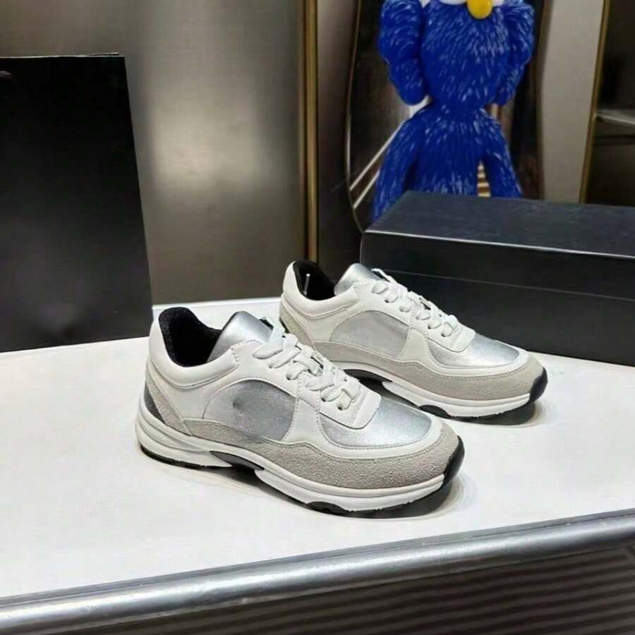 Style Father Shoes For Women Height-Increasing Platform White Shoes Genuine Leather Mesh All-Matching Sports Shoes For Women