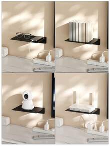 No-Drill Wall Mount Shelf - For Camera/Router/Set-Top Box, Indoor/Outdoor Multi-Purpose Wall Shelf, Living Room Decor Display Shelf - Black - View 11