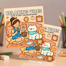 Cozy Moments: Adult And Teen Coloring Book, Depicting Girls, Boys And Pets In Relaxing Leisure Time (Cute And Easy To Color), Single-Sided Printing, Convenient For Coloring, Cute And Simple Design, Suitable For Adults, Teens And Children - Cozy Moments Coloring Book - View 4