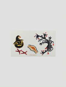 1pc Halloween Ghost Flame Poker Face Rhinestone Sticker, Self-Adhesive Glitter Red Skull Flame Spade Heart Diamond Club Rhinestone Face Decoration, Suitable For Halloween Cosplay, Demon Magician Costume Makeup - Multicolor - View 8