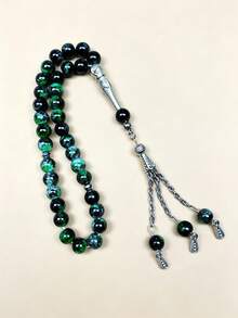 10mm 33 Beads Tasbih Prayer Beads, Ramadan Islamic Misbaha Rosary With Metal Tassel Pendant, Multi-Color Stone Texture, Ramadan Eid Religious Gift, Suitable For Men And Women - 33 Pieces - View 3