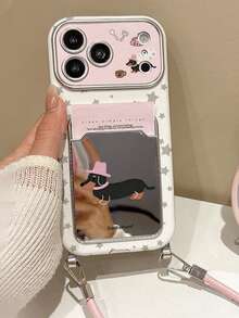 1件極簡主義臘腸犬幼犬印花手機殼，附俏皮卡夾設計，淺粉色掛繩，防震保護殼，甜美女孩風，閨蜜禮物，適用於 18 Pro Max/18 Pro/17 Pro Max/17 Pro/17/16 Pro Max/16 Pro/16/15 Pro Max/15 Pro/15/14 Pro Max/14 Pro/14/13 Pro Max/13 Pro/13/12 Pro Max/12 Pro/12/11 Pro Max/11 Pro/11 - 彩色 - 查看 4