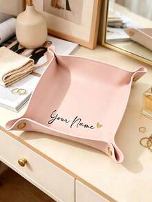 Nampan Kulit Imitasi Kustom, Organizer Meja, Hadiah Personalisasi untuk Pria dan Wanita, Rak Penyimpanan Perhiasan, Kunci, dan Dadu, Cocok untuk Pernikahan, Hadiah Pengiring Pengantin, dan Suvenir Pesta - MultiWarna - View 14