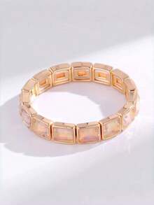 1pc Square Rhinestone Bracelet, High-End Dopamine Colorful Gemstone Bohemian Style Bracelet, Delicate Design Suitable For Daily Wear And Gifting - Multicolor - View 19