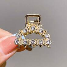 7/5/1pc Women's Pearl Rhinestone Small Claw Hair Clips, Luxury Elegant Half-Up Hair Clips, Elegant Metal Hair Claws, Versatile Daily Bangs & Loose Hair Clips, Exquisite Hair Accessories - Gold - View 6