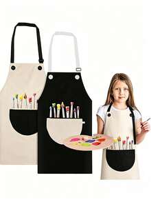 Children's Adjustable Waterproof Apron With Pockets, Unisex, Suitable For Painting, Cooking, Baking, Gardening, Craft Activities - Multicolor - View 1