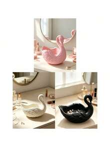 Swan Shaped Jewelry Tray, Matte White Resin Decorative Trinket Dish, Elegant Desktop Organizer, Suitable For Rings, Earrings, Necklaces - Multicolor - View 10
