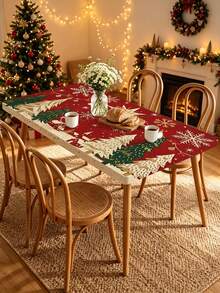 1pc Christmas Element Elastic Band With Elastic Edge, Rectangular Design, Anti-Slip Elastic, Waterproof, Oil-Resistant, Scratch-Resistant, Suitable For Dining Table, Folding Table, Kitchen, Party, Picnic, Camping And Home Decor - Multicolor - View 9