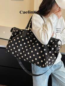 New Fashion Travel Bag Solid Color Minimalist Popular Design Polka Dot Matte Elegant Suitable For Short Trips Fitness With Independent Shoe Compartment Large Capacity Versatile Exquisite Bag - Black - View 7