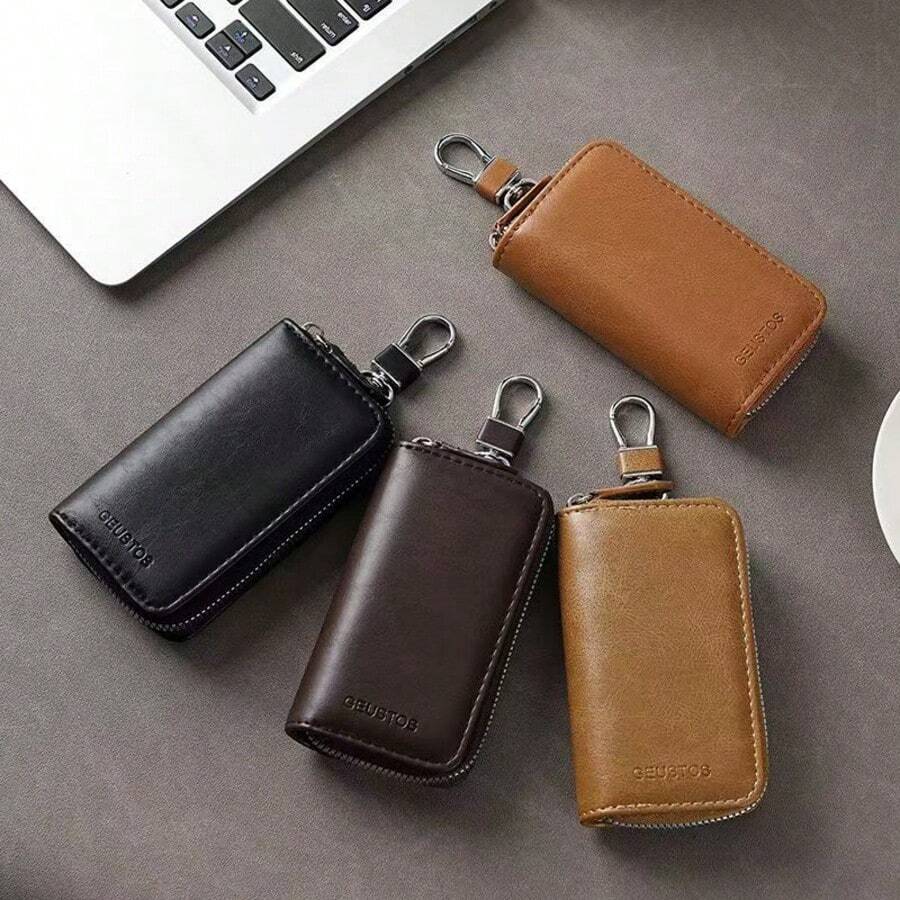 2026 Vintage New Waist-Hanging Key Pouch, Large Capacity Multi-Function Car Zipper Key Case, Universal Portable Accessory - Multicolor - View 1