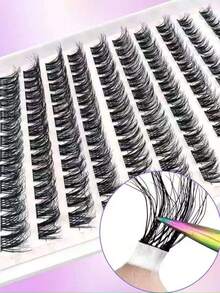 120pcs Self-Adhesive Cluster False Eyelashes, Fluffy Cat Eye Style, 8-16mm Mixed Length Single Cluster Lashes, DIY Self-Adhesive Eyelash Extensions, Natural Long D-Curl Cat Eye Cluster False Eyelashes, Suitable For Daily Commute And Party Makeup, False Eyelash Clusters, Fluffy Mixed Length Single Strand False Eyelashes, Self-Adhesive DIY Eyelash Extensions - D - View 7