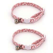 1pc 2pcs 3pcs Pink Vintage Leopard Print Cat Necklace With Bell Adjustable Neck Collar Pet Choker - Pink - View 11