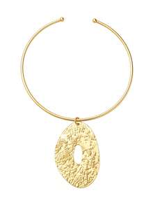 Ashenrae 1pc Oval-Shaped Gold Pendant Necklace (Women) - Gold - View 3
